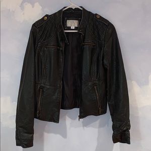 Black pleather jacket with zippered pockets